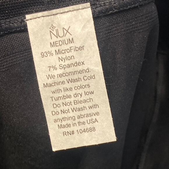 NUX Women's Black Ruched-Trim Mesa Low-Rise Pull-On Capri Leggings SZ M - Picture 7 of 8